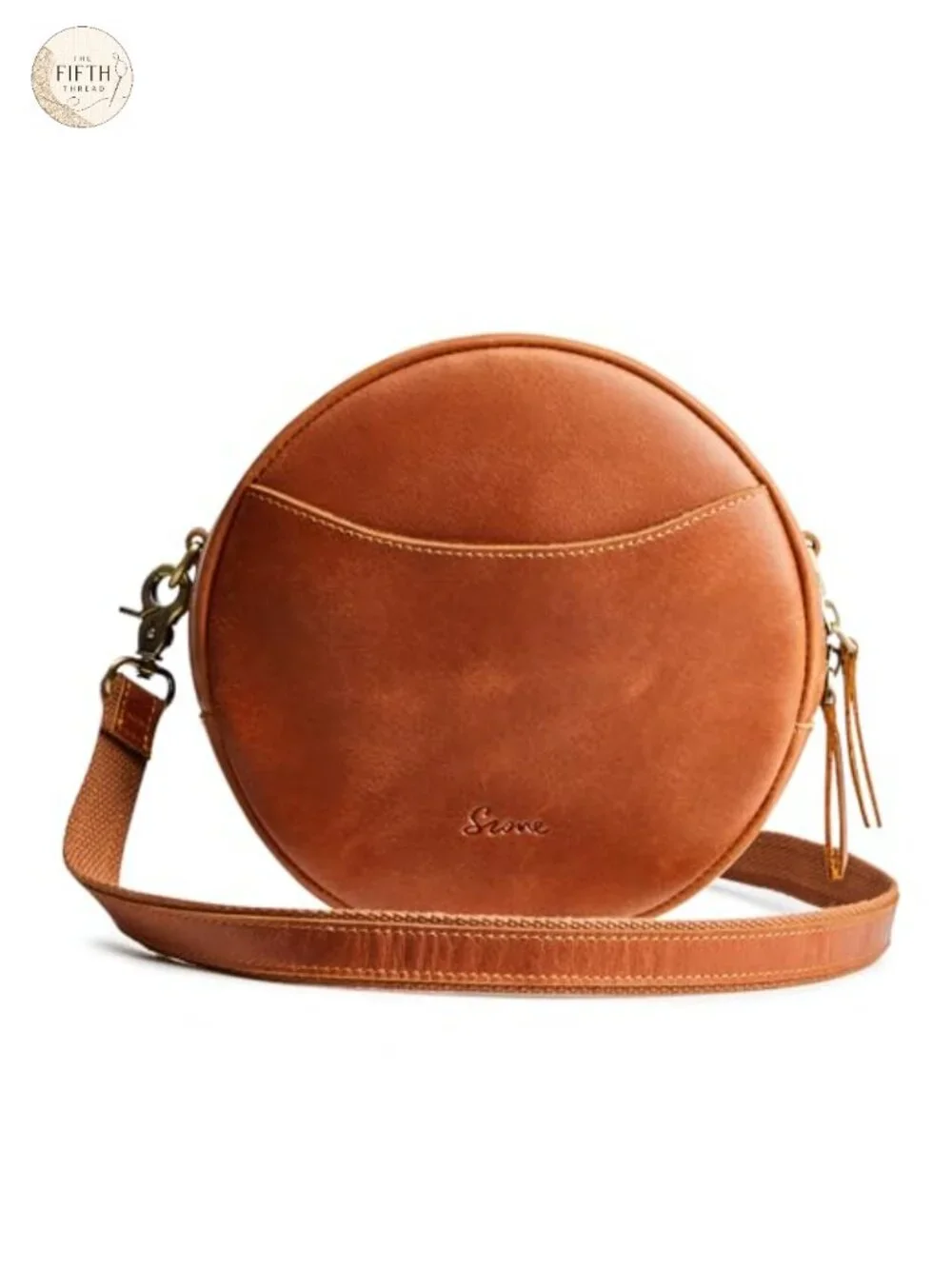 Leather Circle Crossbody Bag Women Adjustable Strap Shoulder Purse Travel